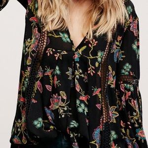 Free People Floral Long-Sleeve Tunic